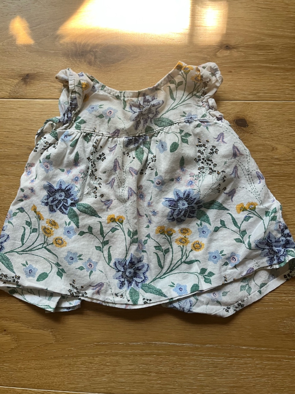 Old Navy Baby Floral Sleeveless Dress - White with Blue, Yellow & Green Print